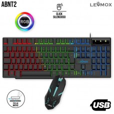 Kit Gamer Teclado + Mouse USB LED RGB LEY-2074 Lehmox - Preto