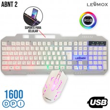 Kit Gamer Teclado + Mouse USB LED RGB LEY-2077 Lehmox - Prata