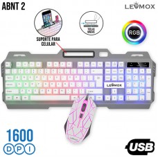 Kit Gamer Teclado + Mouse USB LED RGB LEY-2078 Lehmox - Prata