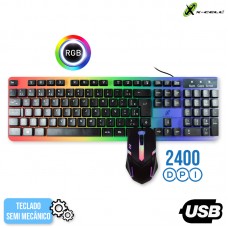 Kit Gamer Teclado + Mouse USB RGB XC-CB-05 X-Cell - Preto