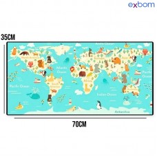 Mouse Pad Gamer 70x35cm MP-7035C35 Exbom - Mapa Mundi Animais