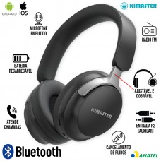 Headphone Bluetooth Sound Wave K80 Kimaster - Preto Cinza