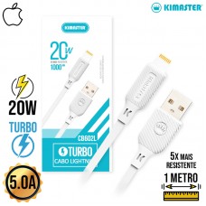 Cabo Lightning 1m Turbo 20W CB602L Kimaster - Branco