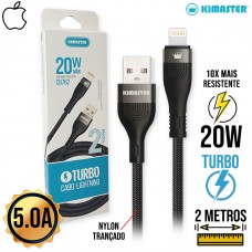 Cabo Lightning 2m Turbo 20W CB762L Kimaster - Preto