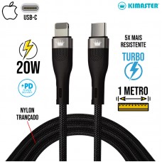 Cabo Tipo C x Lightning 1m Turbo 20W CB815L Kimaster - Preto