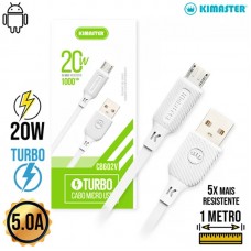 Cabo V8 1m Turbo 20W CB602V Kimaster - Branco