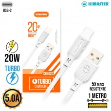 Cabo Tipo C 1m Turbo 20W CB602C Kimaster - Branco