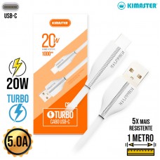 Cabo Tipo C 1m Turbo 20W CB612C Kimaster - Branco