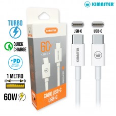 Cabo Tipo C 1m PD Turbo 60W CB812C Kimaster - Branco