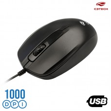 Mouse USB 1000Dpi MS-30BK C3 Tech - Preto