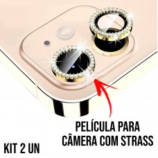 Película de Câmera Strass iPhone 11/12/12 Mini - Dourada