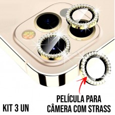 Película de Câmera Strass iPhone 11 Pro/11 Pro Max/12 Pro - Dourada