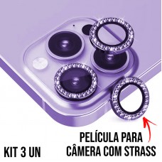 Película de Câmera Strass iPhone 11 Pro/11 Pro Max/12 Pro - Lilás