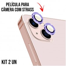 Película de Câmera Strass iPhone 15 e 15 Plus - Roxa