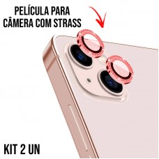 Película de Câmera Strass iPhone 14 e 14 Max/Plus - Vermelha
