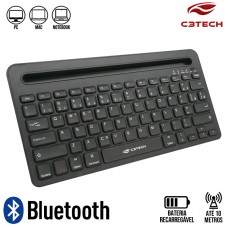 Teclado Bluetooth Multi-Dispositivo RC/BT K-BT100BK C3 Tech - Preto