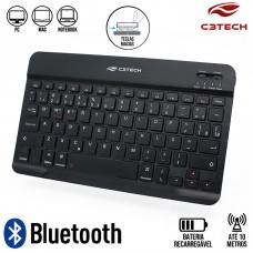 Teclado Bluetooth Slim Multi-Dispositivo K-BT40BK C3 Tech - Preto