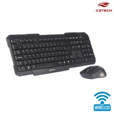 Kit Teclado + Mouse sem Fio K-W10BK C3 Tech - Preto
