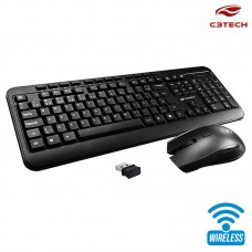 Kit Teclado + Mouse sem Fio K-W60BK C3 Tech - Preto