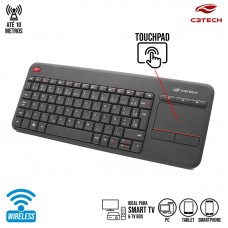 Teclado sem Fio com Touchpad K-WT200BK C3 Tech - Preto