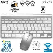 Kit Teclado + Mouse sem Fio LEY-177 Lehmox - Prata