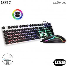 Kit Gamer Teclado + Mouse USB LED RGB LEY-2075 Lehmox - Prata
