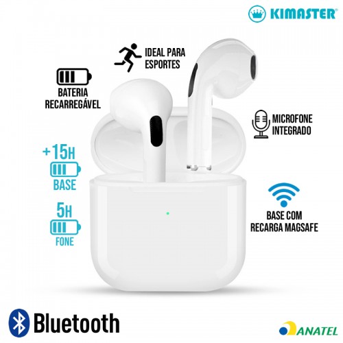 Fone Ouvido Bluetooth Par I8s Tws Sem Fio V4.2 Case Base - Branco
