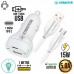Kit Carregador Veicular 15W Tipo C + USB + Cabo V8 1m CV206UV Kimaster - Branco