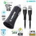 Kit Carregador Veicular Turbo 40W Tipo C + USB + Cabo Tipo C x Lightning 1m CV209CL Kimaster - Preto