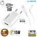 Kit Carregador 1 USB 15W + Cabo Lightning 1m T502UL Kimaster - Branco