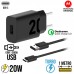 Kit Carregador 1 USB Turbo 20W + Cabo Tipo C 1m Motorola Original - Preto