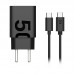 Kit Carregador Turbo 50W Tipo C + USB + Cabo Tipo C 1m Motorola Original - Preto