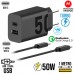 Kit Carregador Turbo 50W Tipo C + USB + Cabo Tipo C 1m Motorola Original - Preto